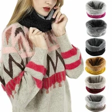 Warm Knit Neck Warmer Circle Wrap Thermal Fleece Snood Scarf Shawl Women Winter