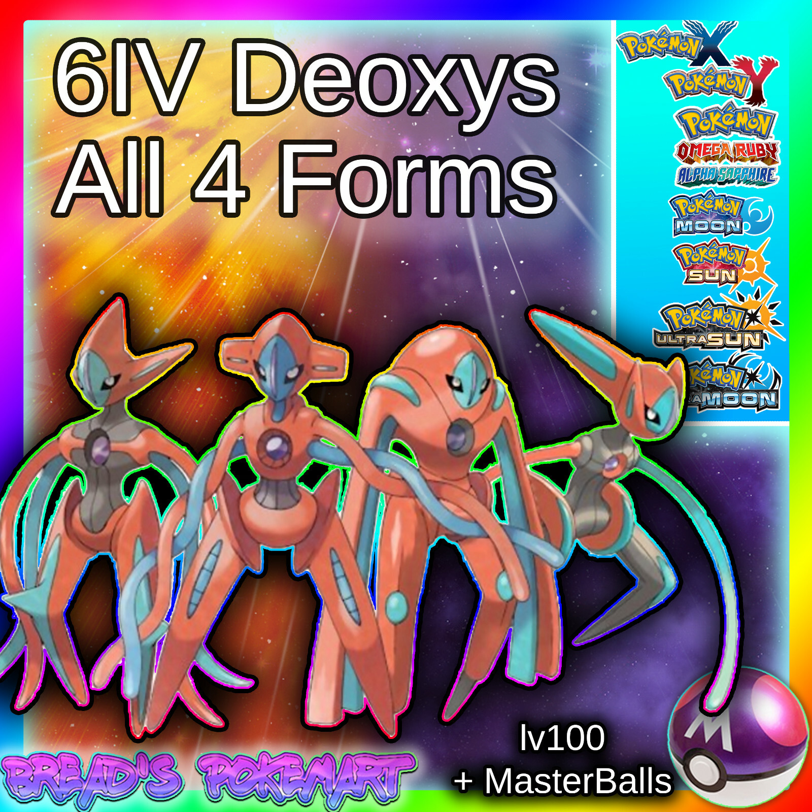 4x Deoxys ✨ SHINY 6IV ✨ Pokemon HOME Transfer - All Mythical Forms Atk,  Spe, Def