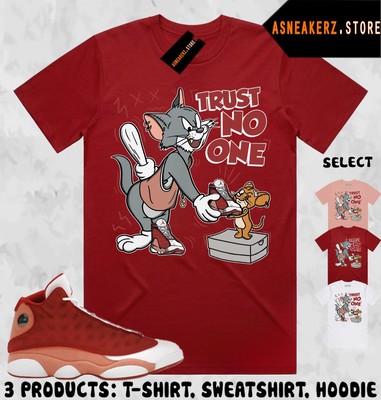 Shirt Match AJ 13 Dune Red Sneaker Matching Trust No One Cat And Mouse T-Shirt
