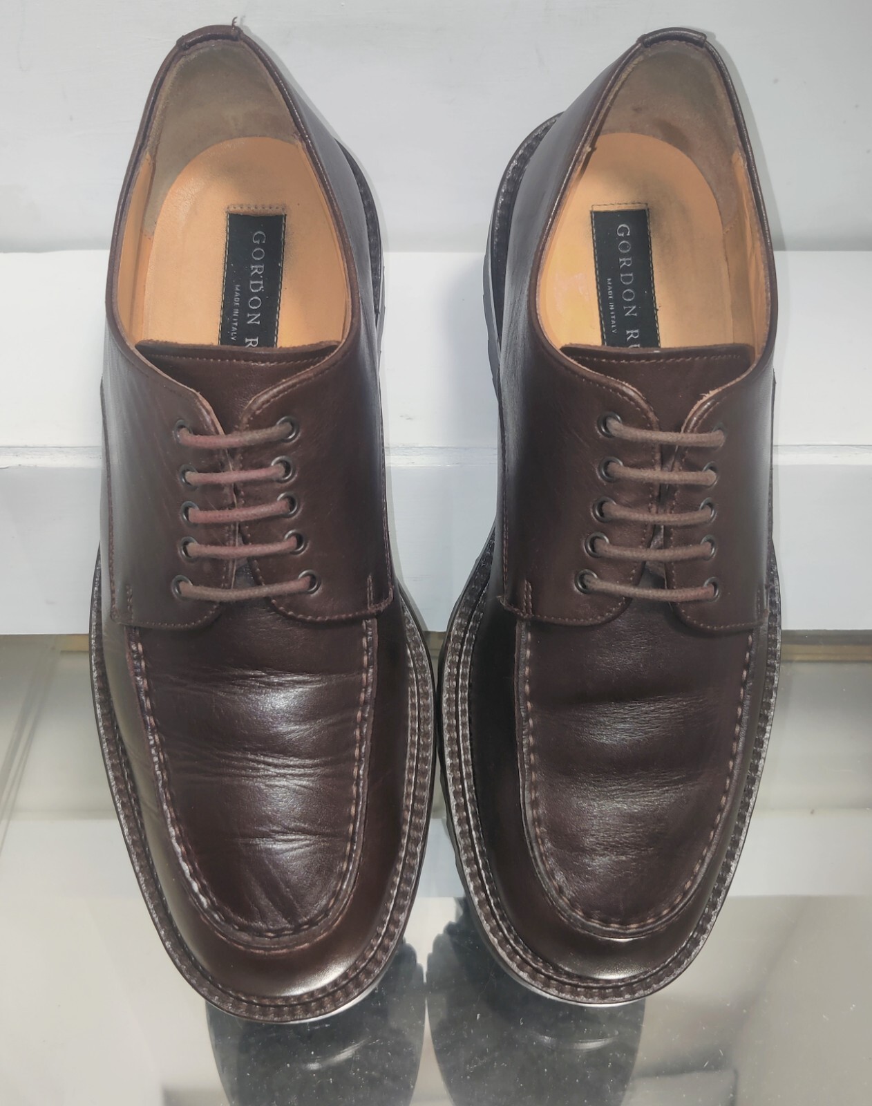 SAOLA Scarpe da derby Gordon Rush grembiule punta da uomo taglia EU 43 marroni made in Italy