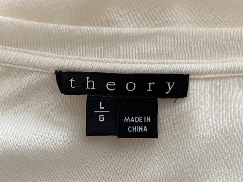 New Theory Apdime Ivory Georgette Silk Jersey Contract Tee Top Blouse Sz L $250 - Picture 13 of 13