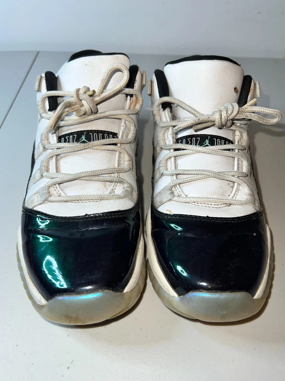 Nike Air Jordan 11 Retro Sneaker Youth 6.5Y bianco smeraldo 528896 145 senza scatola!