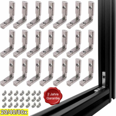20/40/80x Innenwinkel Außenwinkel Aluprofil Verbinder für 2020 3030 4040 Nut 6 8