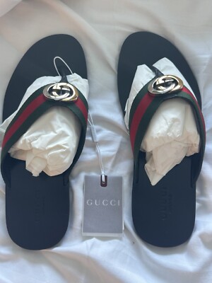 GUCCI MEN'S THONG SANDAL WITH WEB