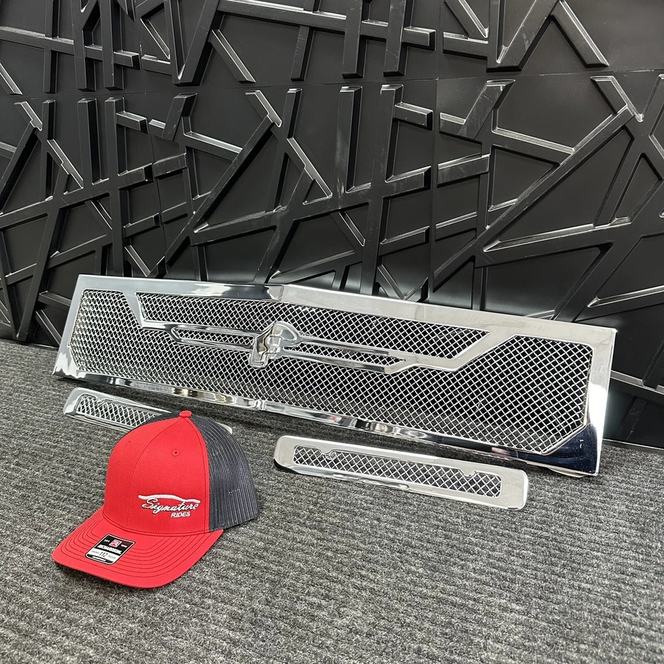 Rejilla Caprice Forgiato 1976 cromada 3 piezas con inserciones de parachoques Foto 3 de 4