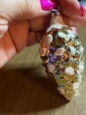 Mercury Glass Pinecone Flocked Christmas Tree Ornament 3.5"
