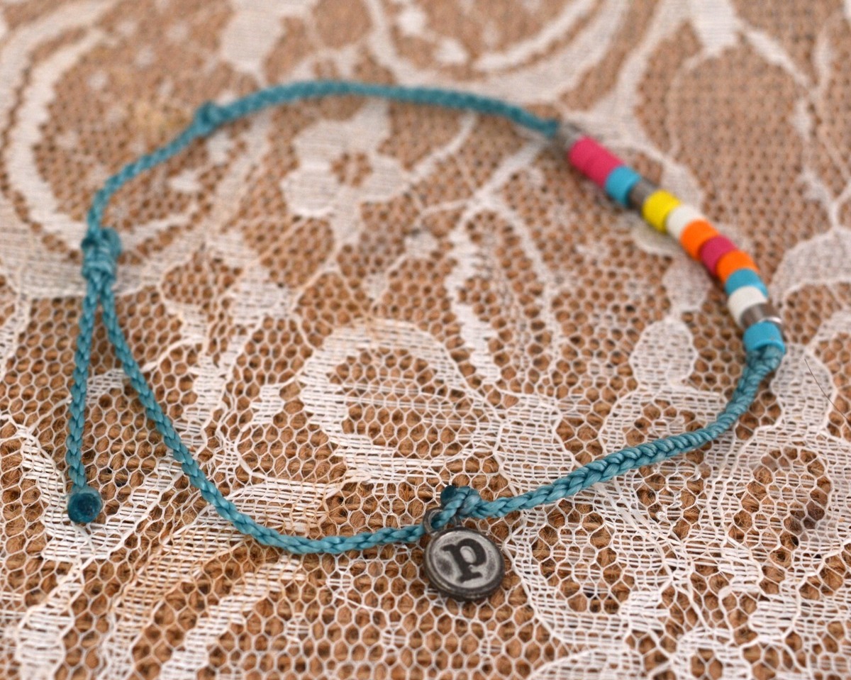 VTG Pura Vida Woven Turquoise Bracelet with Multi-Colored Beads
