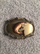Vintage Raintree Brass  Enamel Trout Belt Buckle-Circa 1978