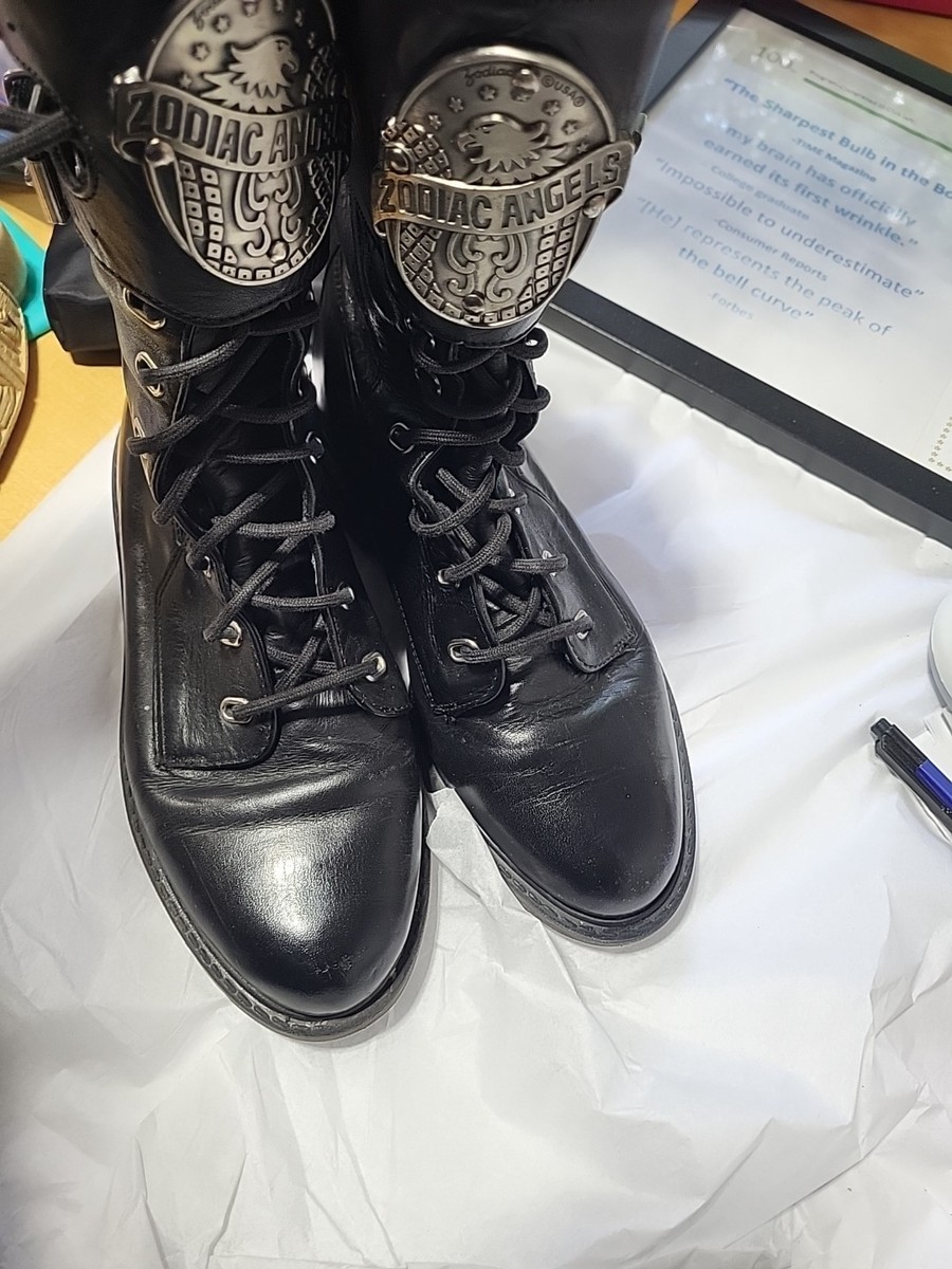 Zodiac Biker Boots Zodiac Angels Women's 6.5 Quality Leather USA View 6