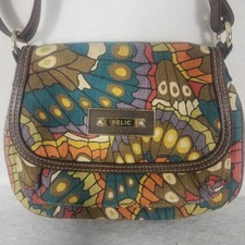 Relic BoHo Canvas Crossbody Purse Butterfly Wing Hippie HandBag Faux Leather