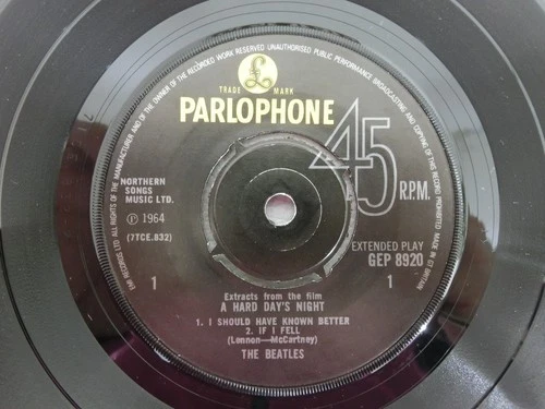 Beatles A Hard Day’s Night UK EP GEP 8920 KT Tax Code EX Plays Great