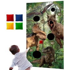 Dinorsaur Bean Bag Toss Game for Kid Toddlers 1-3 with 4 Color Bags, Red