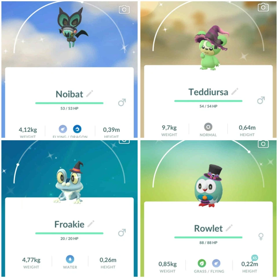 ✨ Shiny Halloween 2025 Teddiursa, Froakie, Noibat, Rowlet ✨ PTC - 20k+ Sternenstaub