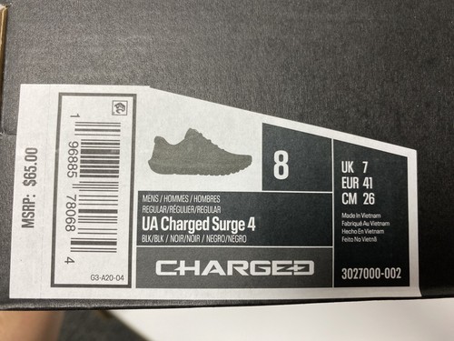 Under Armour Herren Charged Surge 4 Sneaker - Schwarz/Black - Gr. US 8 *NEU* - Bild 6 von 8