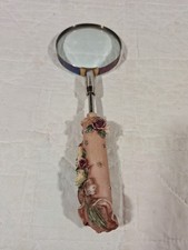 Vintage Pink Floral Resin Handle Magnifying Glass