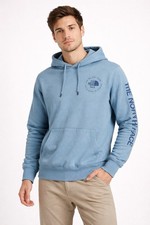 The North Face Hoodie Men s S Blue Pullover Sweatshirt Logo Graphic Cotton Blend