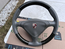97-05 Porsche 996 986 Boxster 3 Spoke Steering Wheel Gray Carbon Manual Trans