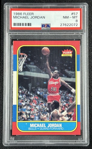 MICHAEL JORDAN PSA 8 1986 FLEER #57 ROOKIE CARD RC BULLS NM-MT 2072
