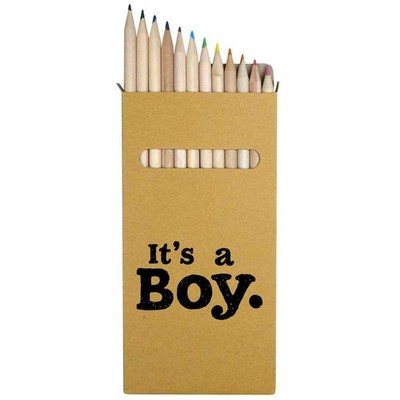 12 x ''It's A Boy'' lange 178 mm Buntstifte / Bleistift Set (PE00071233)
