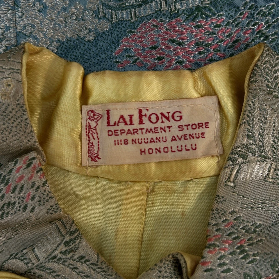 Vintage 40’s Lai Fong Honolulu Chinese Green Brocade Jacket - Image 4 of 4