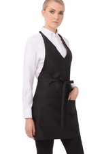 Chef Works Unisex V-Neck Tuxedo Apron One Size Black