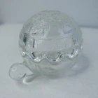 Vintage Anchor Hocking Glass Orb Turtle Covered Trinket Box Candy Jewelry Dish
