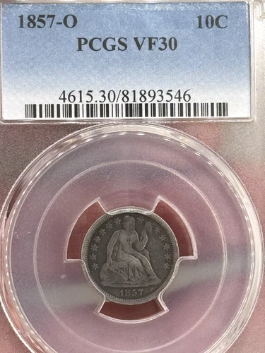 1857-O Liberty Seated Dime - PCGS VF30
