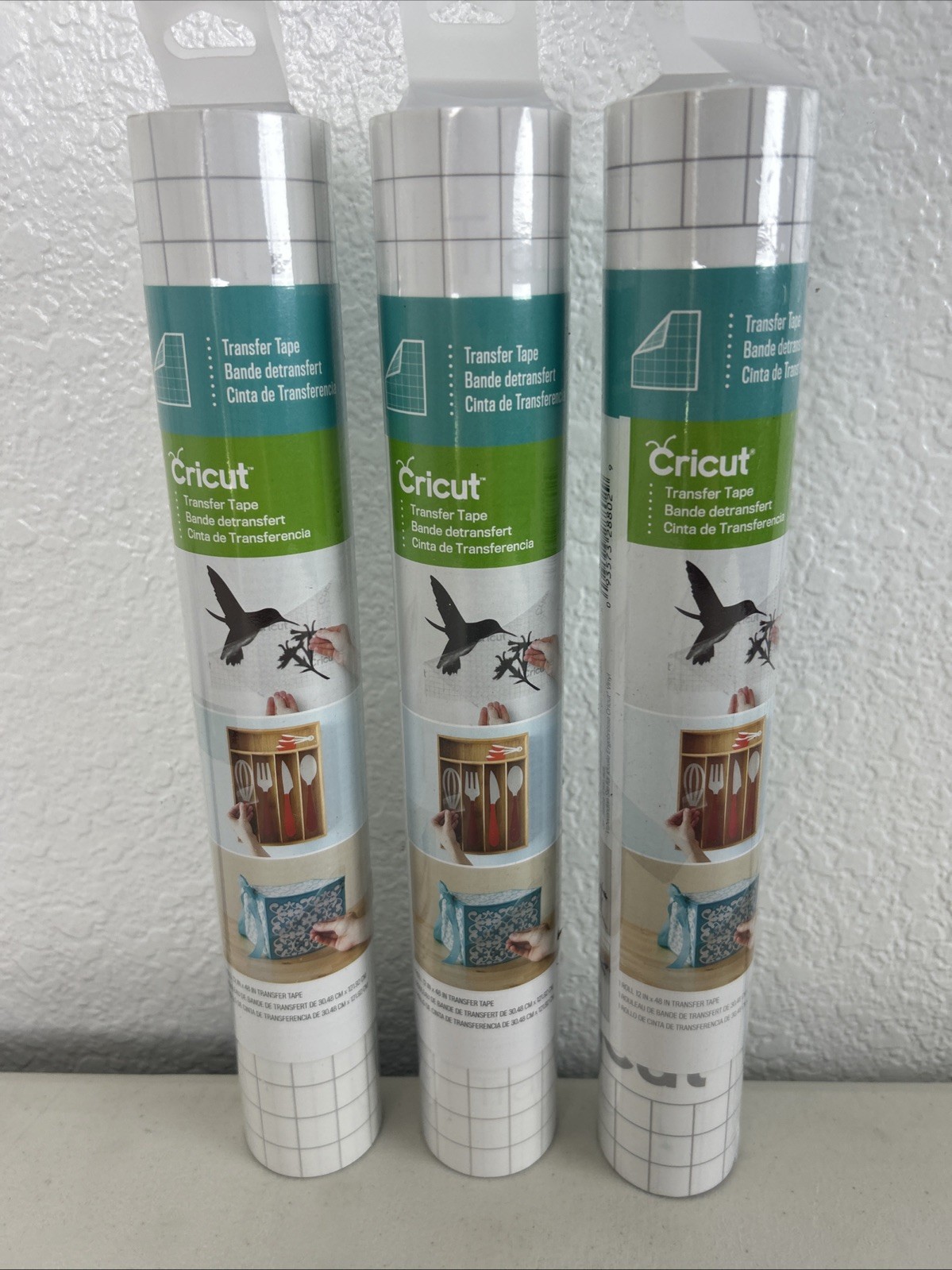 (3) NEW Sealed Cricut 12" x 48" Vinyl Transfer Tape Grip Rolls Sealed