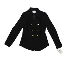 Andrea Blazer Jacket Womens Small Black Double Breasted Gold Button Work