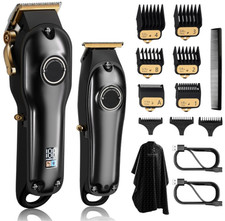 Cortadora Profesional Hombre Inalámbrica Combo Trimmer T LED Barbero Negro