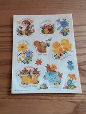 Vintage Sticker Sheet 1984 Hallmark Cute Chicks Squirrel Bunnies Bluebird Flower