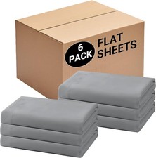 Bulk King Flat Sheets Only 6 Pack Quick Sort Top Bed Sheet Color-Coded Label