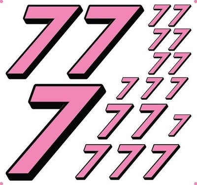 Soft Pink/Black Number 7's Racing Vinyl Decal Sheet 1/16-1/8th arrmatraxxaslosi