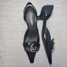 Jeffrey Campbell Smooth Kitten Heel Black Pat...