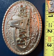 BOVATEC Cattle Advertising Solid Pewter Belt Buckle USA Rodeo Western Horse Bull