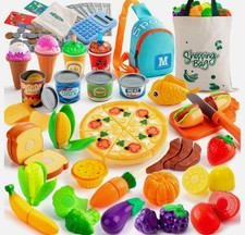 Play Food Sets for Kids Kitchen, 68PCS Grocery Store Toy Food with Shopping Bags
