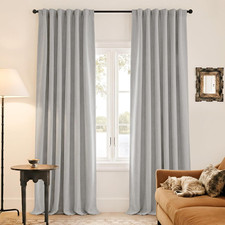 Blackout Linen Blend Curtains, 100 Light Blocking, 2 Panels, W52 X L108