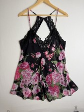 In Bloom By Jonquil Black Floral Lace Slip Dress Nightgown Chemise Size Large