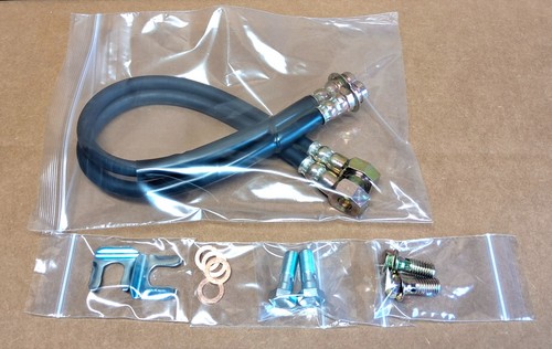 Chevy GM + Ford Disc Brake Conversion Rubber Brake Hose Set w/Banjo Bolts (PAIR)