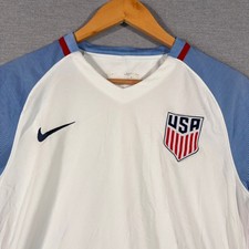 USA Soccer Jersey Mens Medium White Blue Nike Dri Fit USMNT Crest Home 2016
