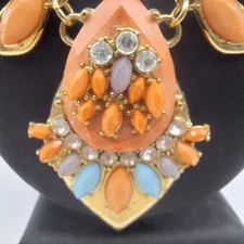 Charming Charlie MultiColored Rhinestones Goldtone Chain  Necklace 18.5" + 3.5"