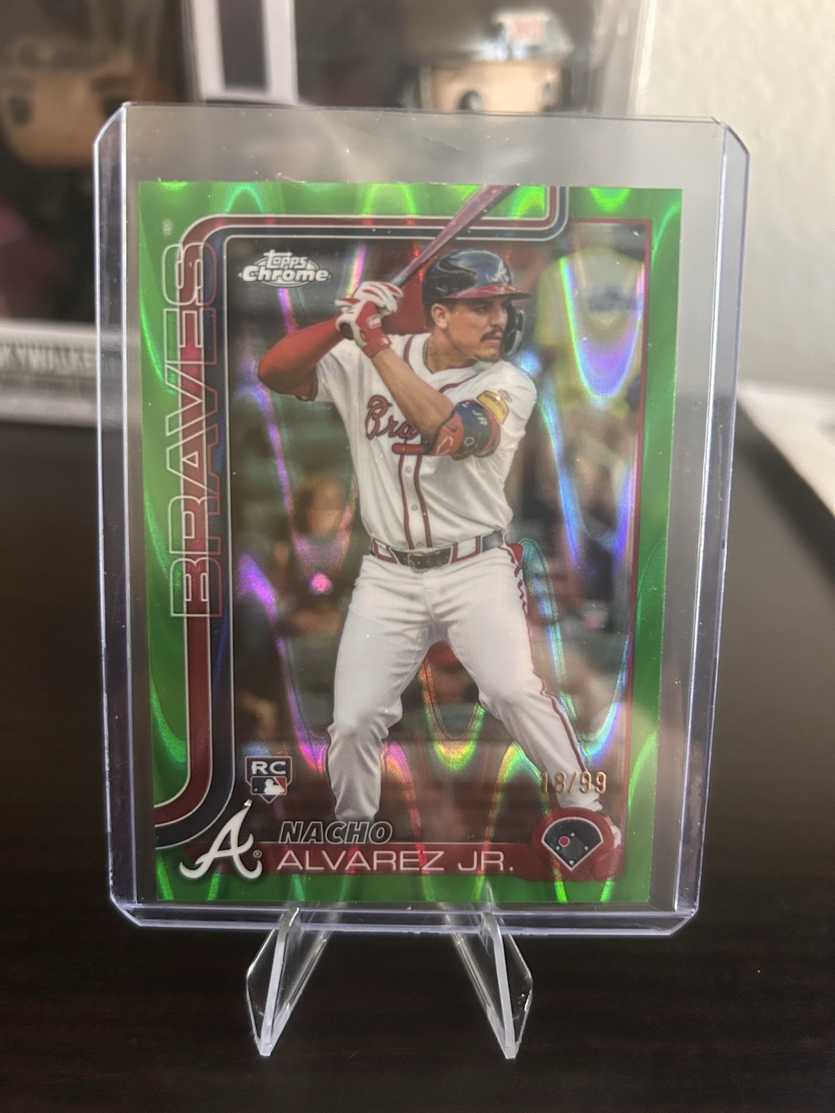2025 Topps Chrome Green RayWave Refractor Rookie Nacho Alvarez Jr. #75/99 Braves