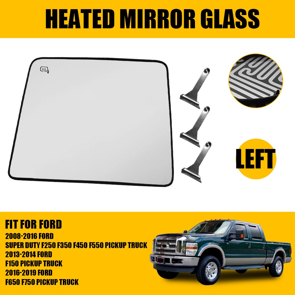 Driver Left Side Upper Mirror Glass Heat for 2008-2016 F-250 F-350 Super Duty PU