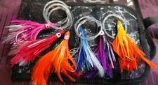 6 Pack OFFSHORE Skirted Trolling Feathers 1/4 Oz 80lb Test W-ROLLUP BAG.