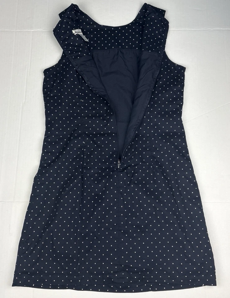 Vestido mediano para mujer Merona azul marino blanco a lunares sin mangas mini ajustado Foto 2 de 4