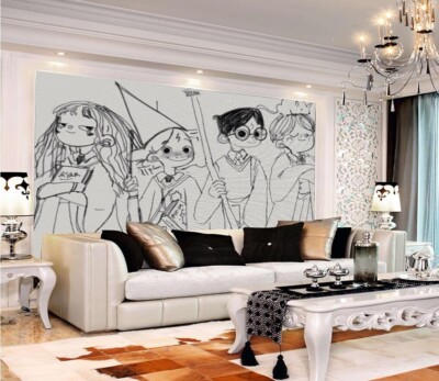 3D Sketch Cute Kids ZHUA13444 Wallpaper Wall Murals Removable Self-adhesive Ann