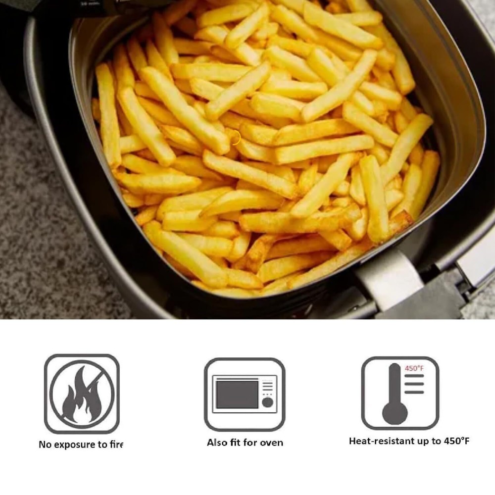 100pcs 8.5-Inch Square Air Fryer Parchment Liners No-Burn Non-Stick Easy to Use