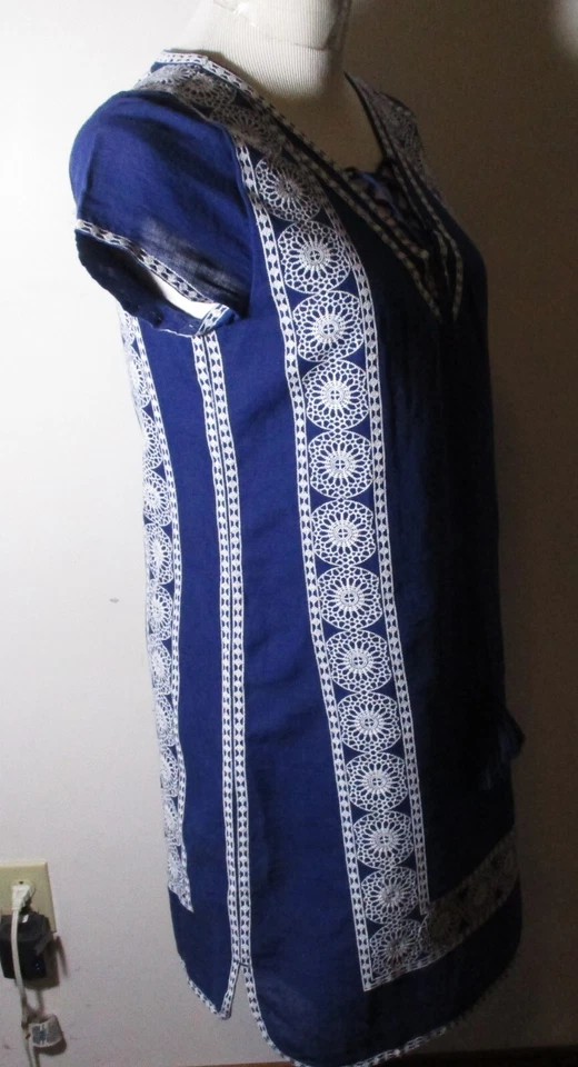 Vestido de linho VINEYARD VINES azul linho manga curta comprimento do joelho tamanho 2 - Imagem 3 de 4