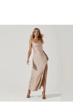 Astr The Label Sleeveless Slip Maxi Dress Sz XL Champagne