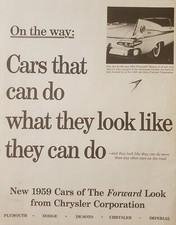 1959 Chrysler Plymouth Sport Fury Tail Fin 2-Door Coupe Vintage Print Ad
